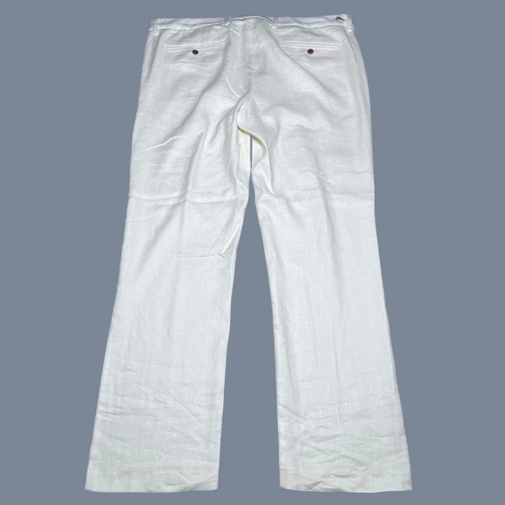 Tommy Bahama Mahalo Bay Pants Mens 38x32 Linen Blend Herringbone Creme Yellow